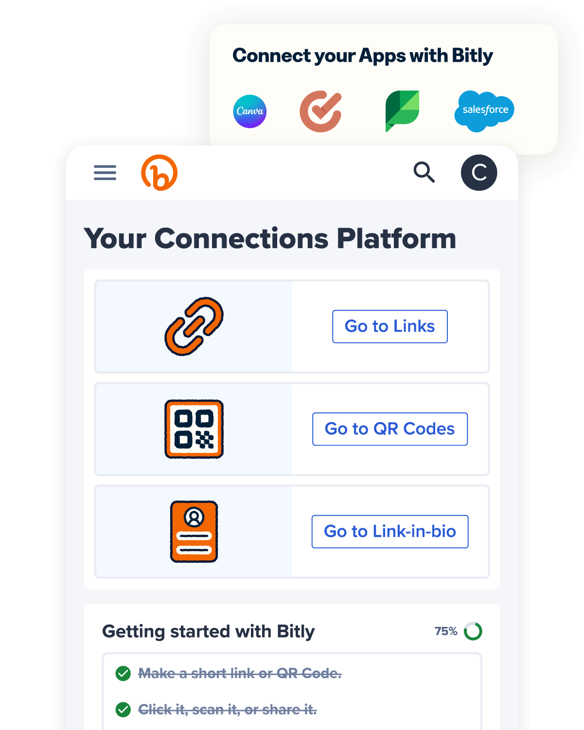 View of the Bitly Connections Platform and products